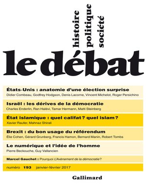 cover image of Le Débat N° 193 (Janvier--février 2017)